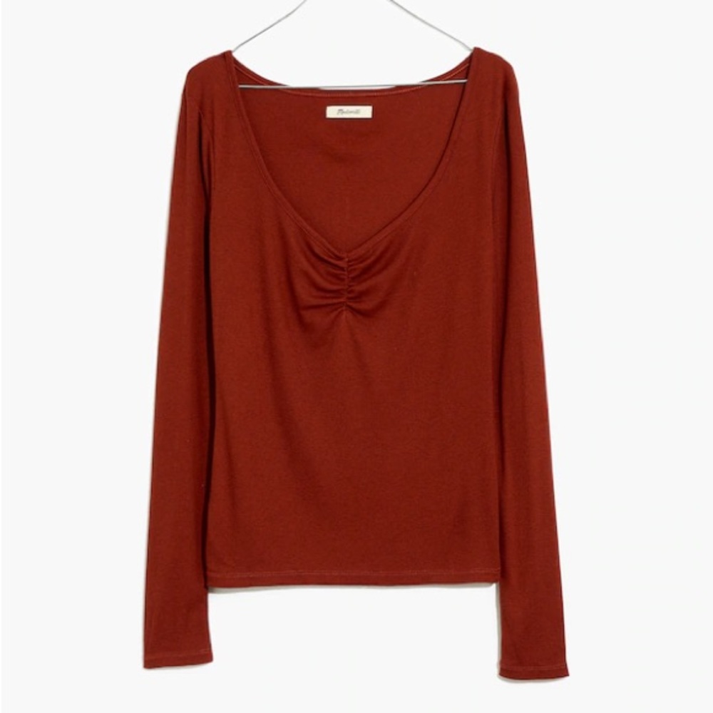Fine Ribbed Sweetheart Tee in Stained Mahogany